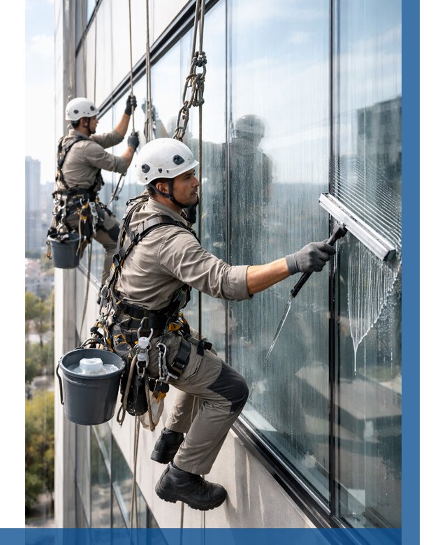 Мойка окон альпинистами в Назарове от 4625 р. | ВЫСОТНИК-Нрв