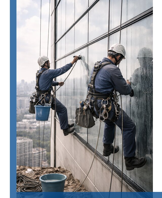 Профессиональная мойка фасадных окон альпинистами в Назарове