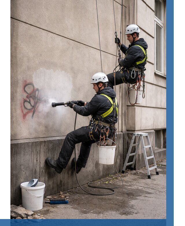 Удаление граффити с фасада в Назарове от 4625 р. | ВЫСОТНИК-Нрв