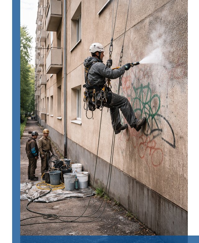 Удаление граффити с фасада в Назарове без следов и повреждений