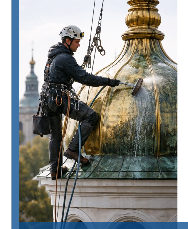 Профессиональная мойка куполов и шпилей высотными альпинистами в Назарове