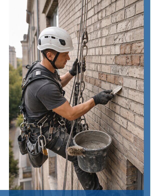 Ремонт кирпичной кладки фасада в Назарове от 1850 р. | ВЫСОТНИК-Нрв