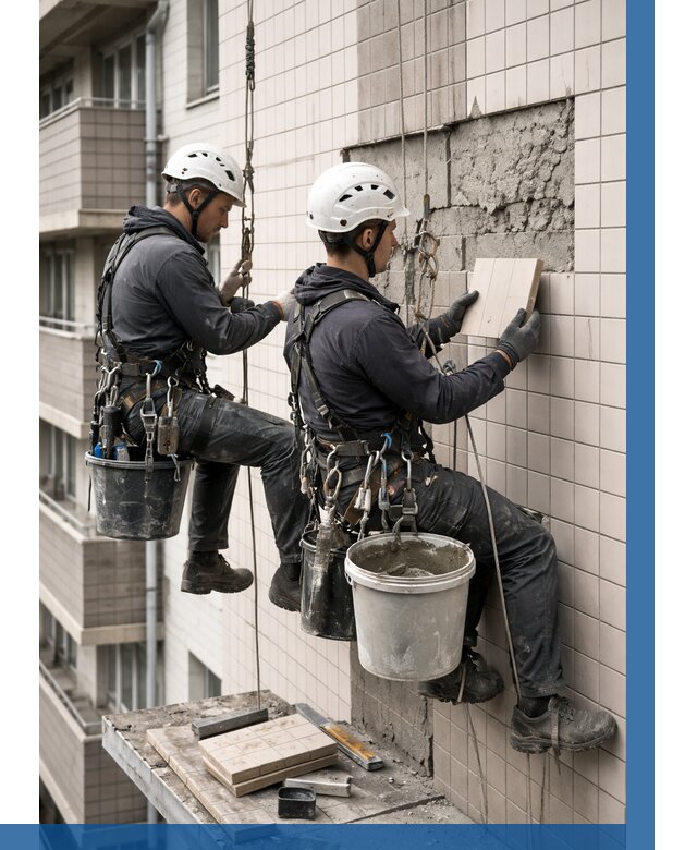 Ремонт облицовки фасада плиткой в Назарове от 1850 р. | ВЫСОТНИК-Нрв