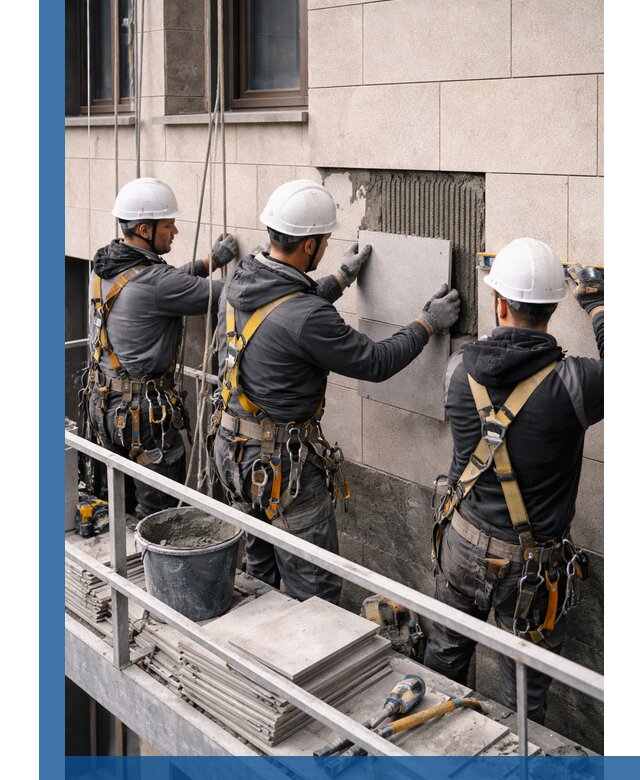 Ремонт облицовки фасада плиткой в Назарове с гарантией