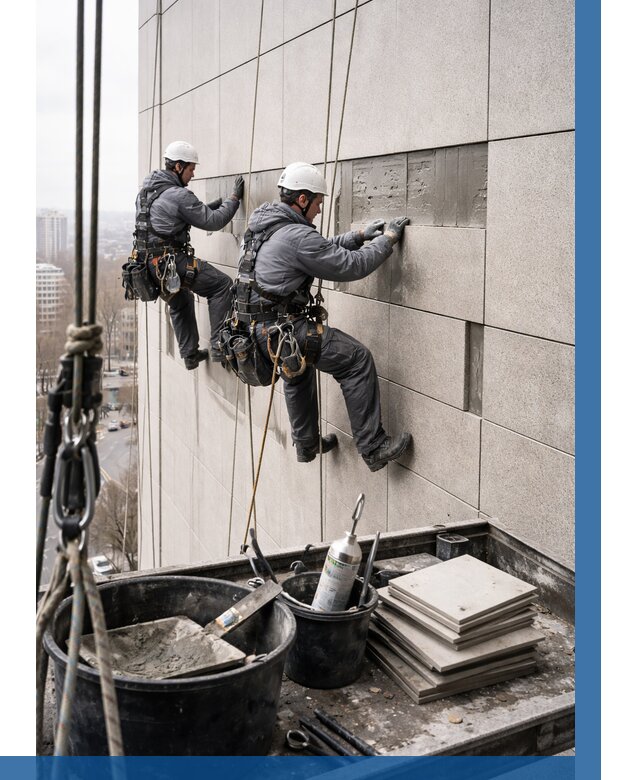 Ремонт фасада из керамогранита в Назарове от 2570 р. | ВЫСОТНИК-Нрв