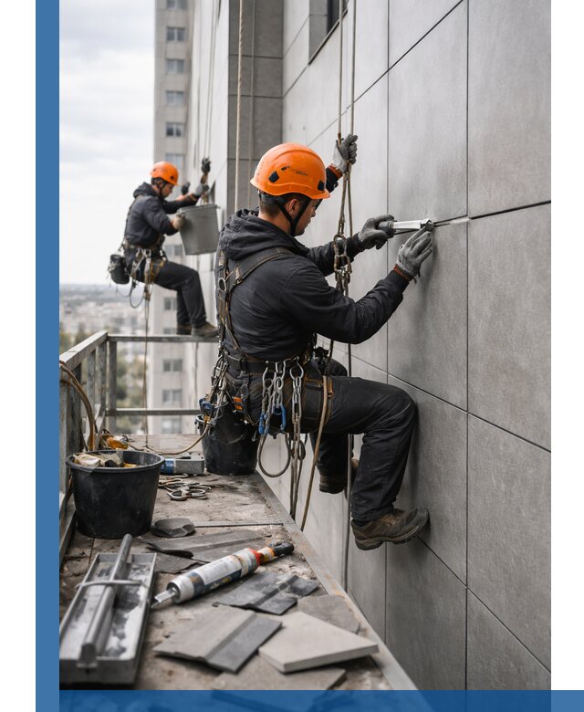 Профессиональный ремонт фасада из керамогранита в Назарове