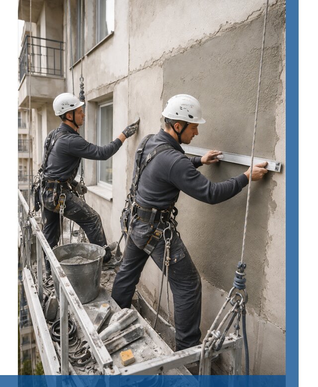 Штукатурка фасада на высоте в Назарове от 925 р. | ВЫСОТНИК-Нрв