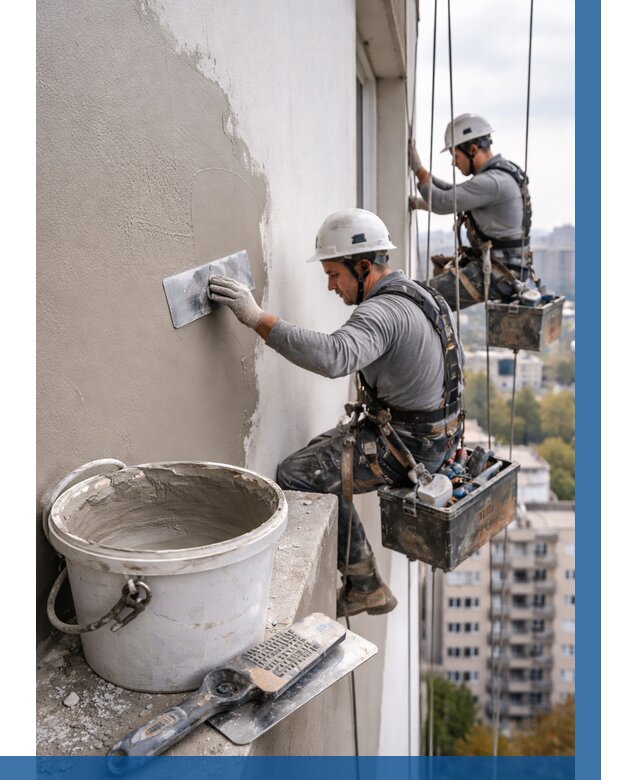 Шпаклевка фасада на высоте в Назарове от 719 р. | ВЫСОТНИК-Нрв