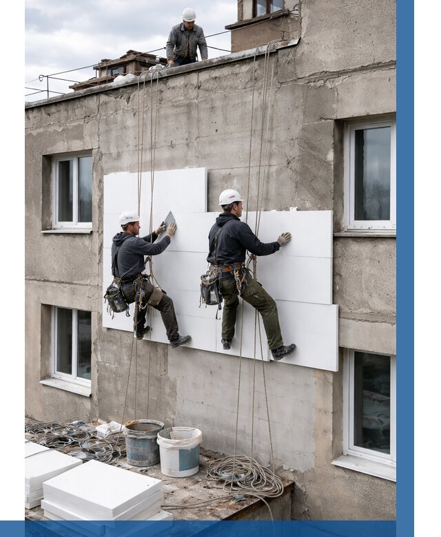 Утепление фасада пенополистиролом в Назарове от 1850 р. | ВЫСОТНИК-Нрв