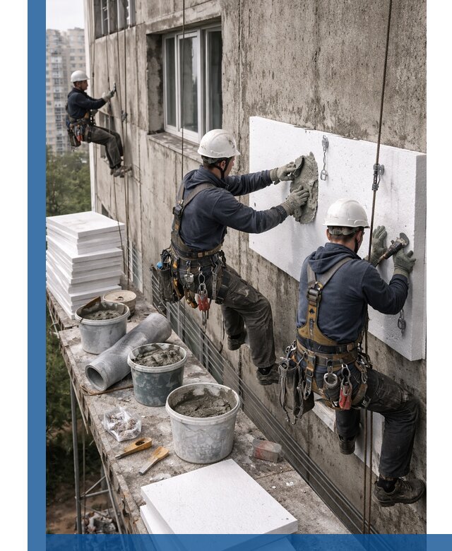 Утепление фасада пенополистиролом в Назарове под ключ