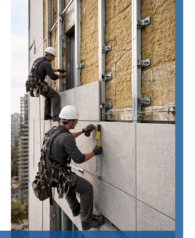 Монтаж вентилируемого фасада в Назарове от 3597 р. | ВЫСОТНИК-Нрв