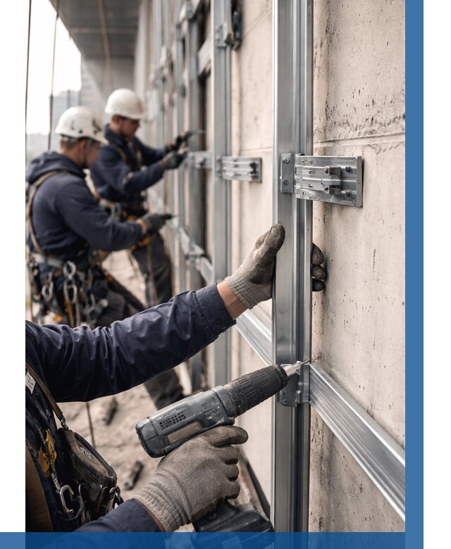 Монтаж подсистемы вентфасада в Назарове от 874 р. | ВЫСОТНИК-Нрв