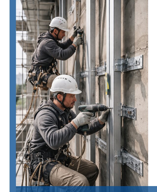 Монтаж и крепление подсистемы вентфасада в Назарове