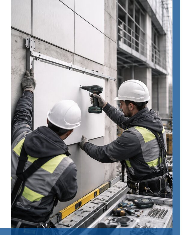 Монтаж композитных панелей фасада в Назарове от 2570 р. | ВЫСОТНИК-Нрв