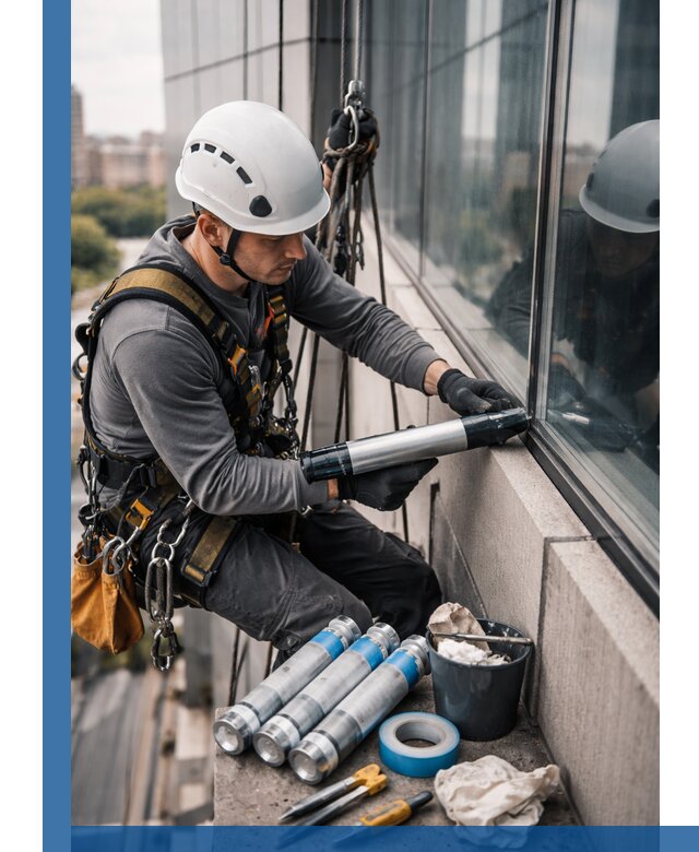 Герметизация стыков витража в Назарове для герметичных фасадов