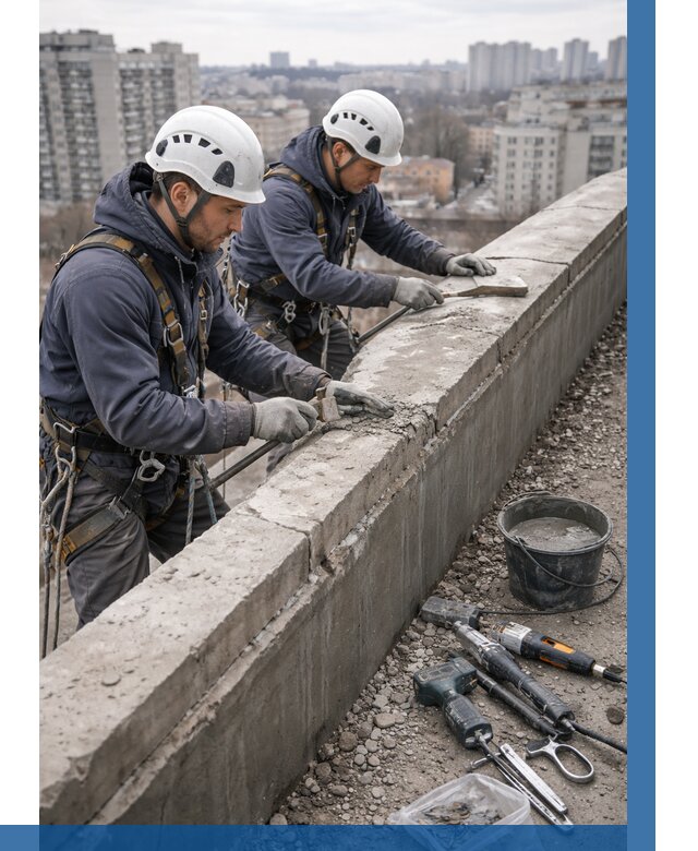 Ремонт парапета на кровле в Назарове от 1542 р. | ВЫСОТНИК-Нрв