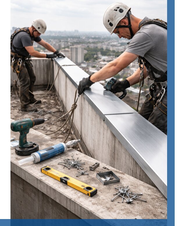 Монтаж парапетных крышек в Назарове от 822 р. | ВЫСОТНИК-Нрв