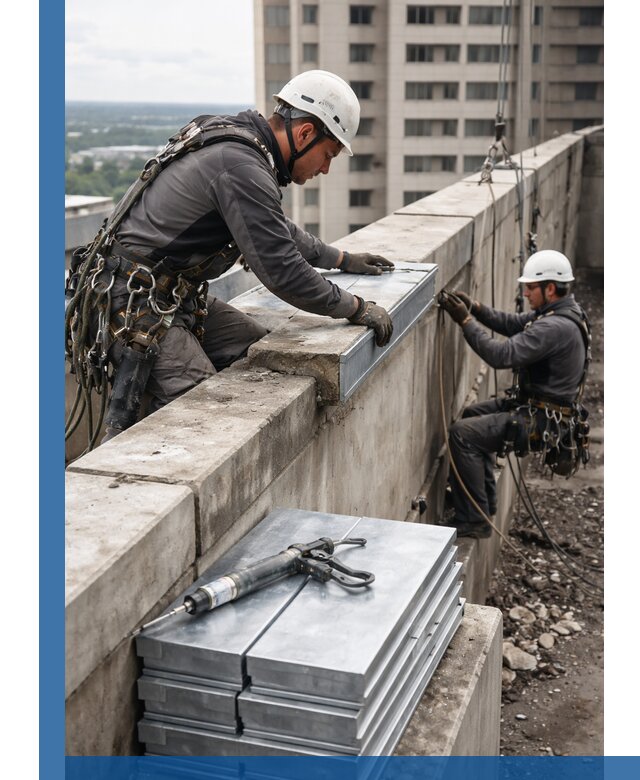 Замена парапетных крышек и установка новых в Назарове