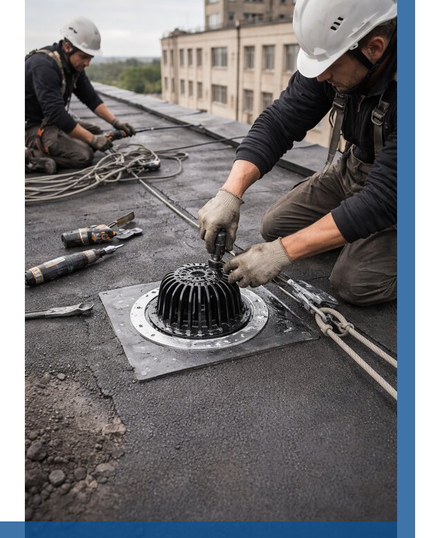 Установка водосточных воронок в Назарове цена от 3597 р. | ВЫСОТНИК-Нрв