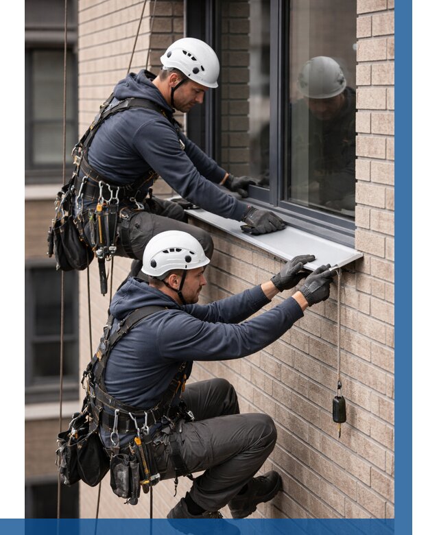 Монтаж оконных отливов под ключ в Назарове от 3597 р. | ВЫСОТНИК-Нрв