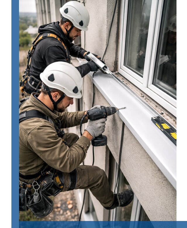 Профессиональный монтаж оконных отливов и отведения воды в Назарове
