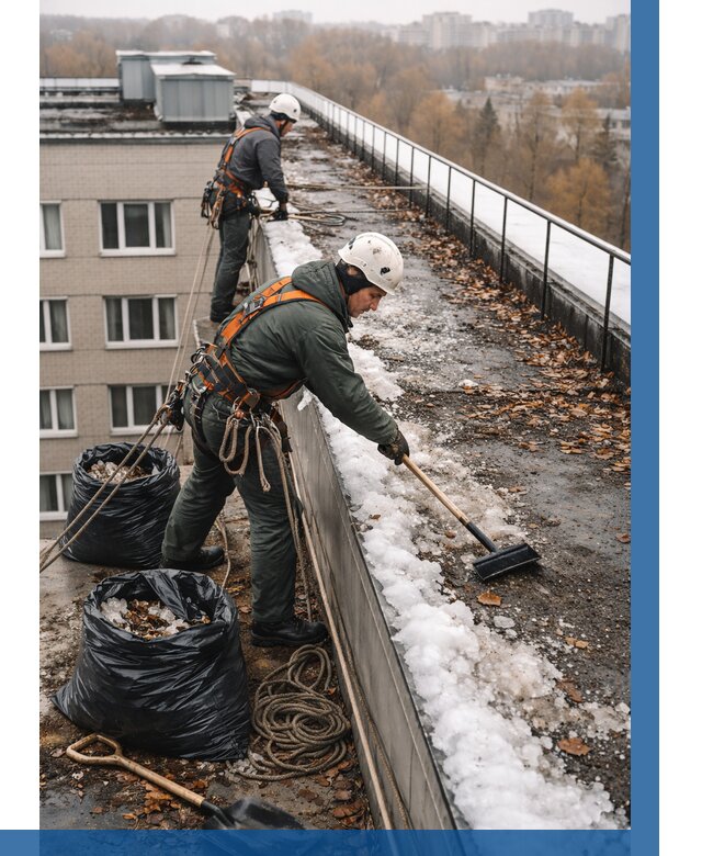 Очистка кровли по периметру в Назарове от 565 р. | ВЫСОТНИК-Нрв