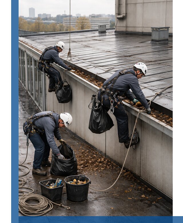 Очистка кровли по периметру в Назарове силами промышленных альпинистов