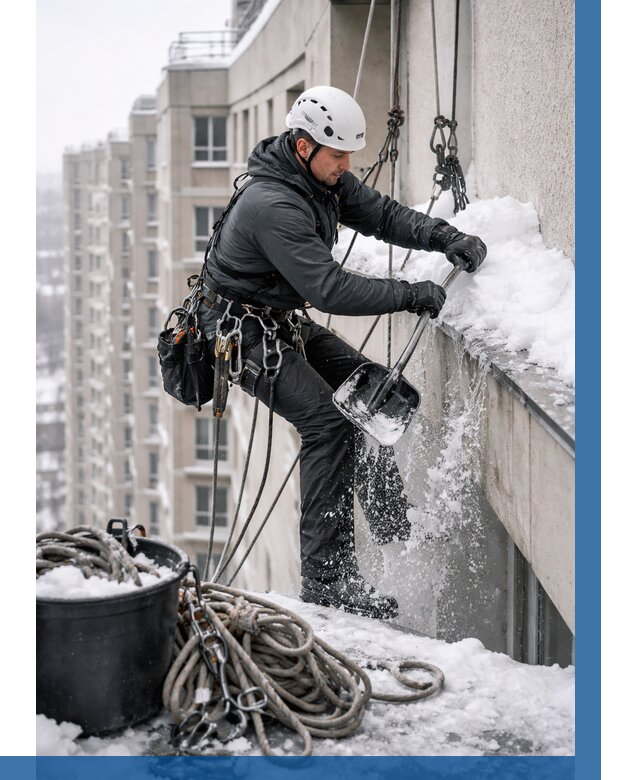 Очистка карнизов от снега в Назарове от 308 р. | ВЫСОТНИК-Нрв