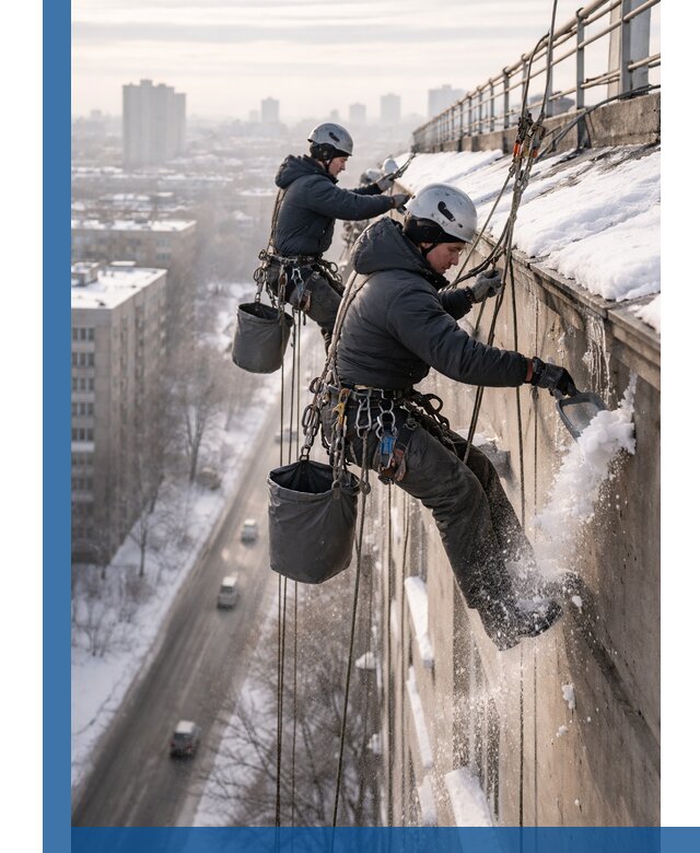 Очистка карнизов от снега в Назарове профессионально и безопасно
