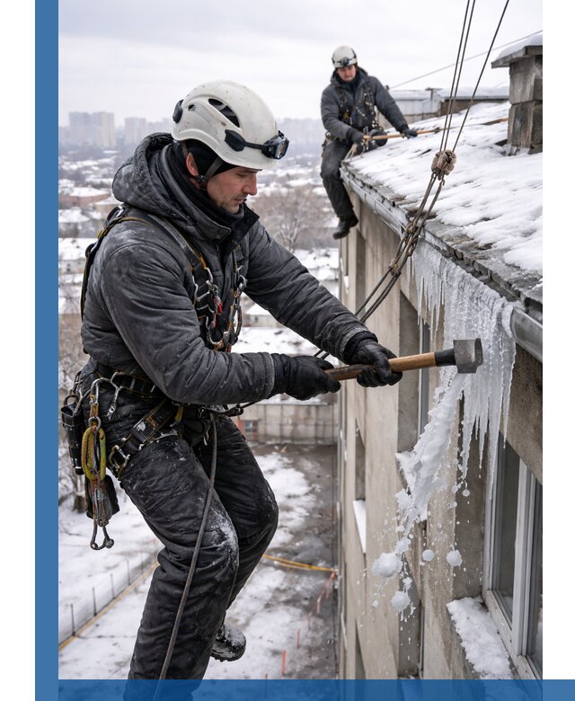 Сбивание и удаление сосулек с крыши в Назарове безопасно