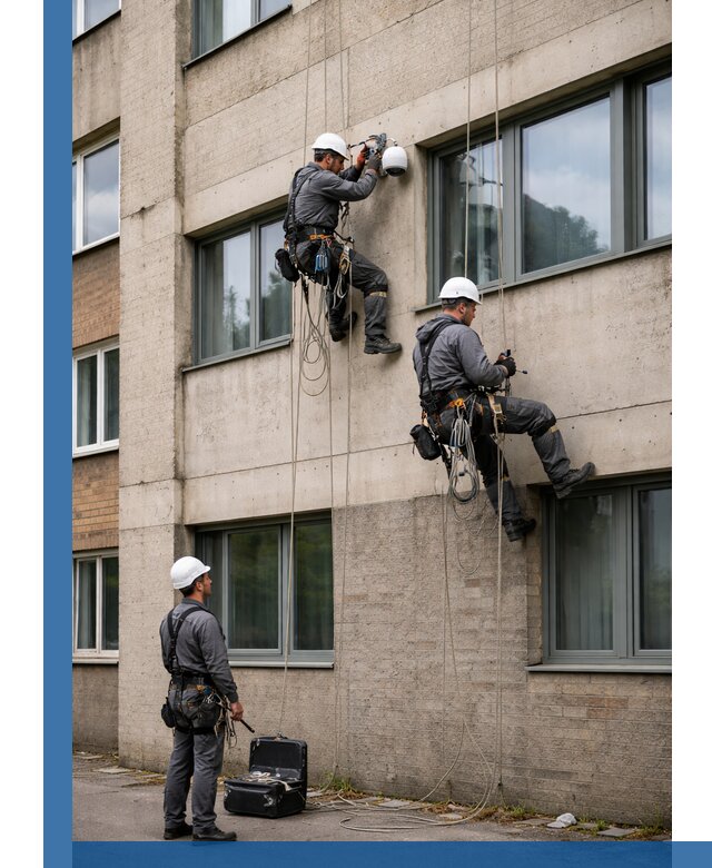 Монтаж фасадных камер видеонаблюдения в Назарове под ключ