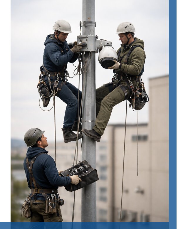 Установка видеокамер на мачте в Назарове от 8736 р. | ВЫСОТНИК-Нрв