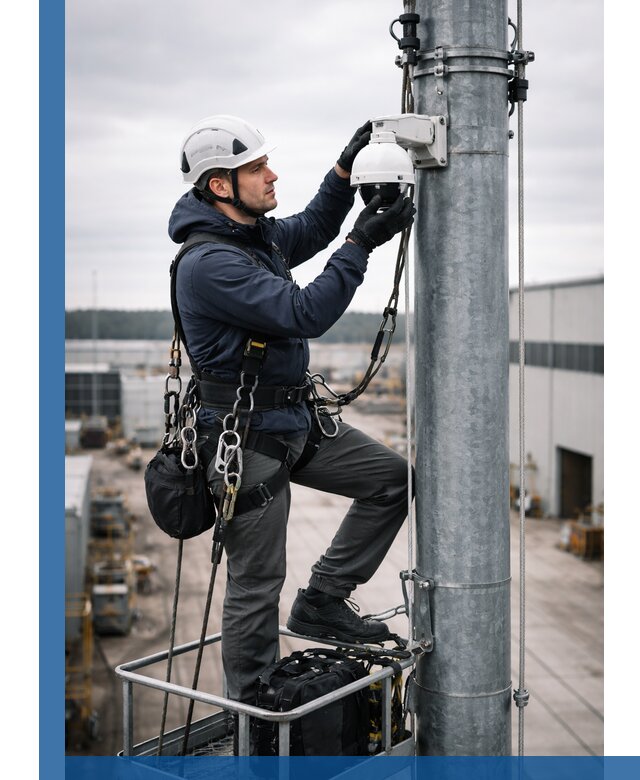 Профессиональная установка видеокамер на мачте в Назарове