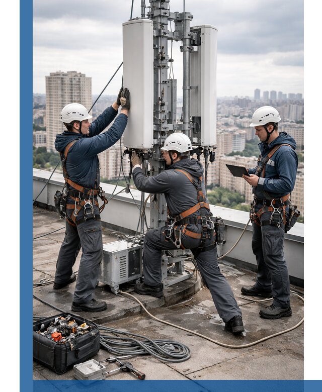 Монтаж антенн связи на крыше в Назарове с вводом в эксплуатацию