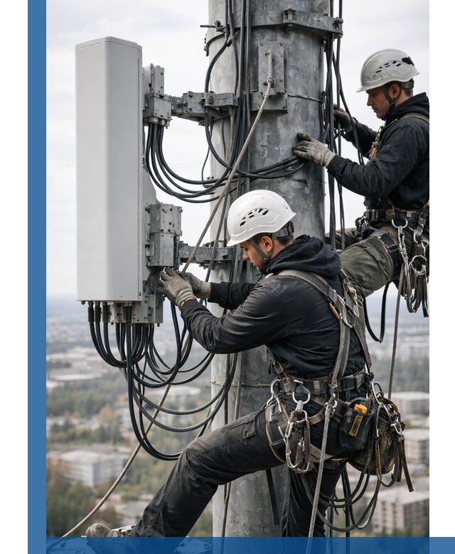 Монтаж оборудования связи на мачте в Назарове с пусконаладкой