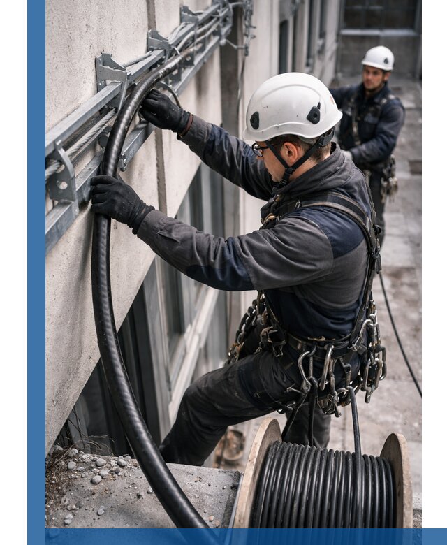 Протяжка кабеля питания на высоте в Назарове с гарантией безопасности и качества