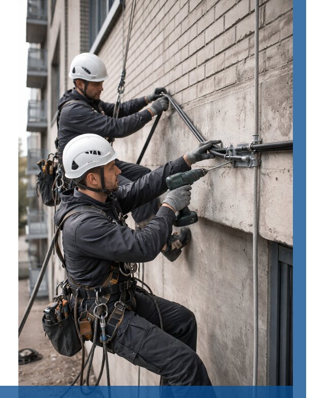 Крепление кабеля на фасаде в Назарове от 360 р. | ВЫСОТНИК-Нрв