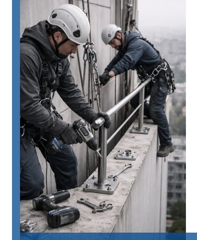 Монтаж перил на высоте в Назарове для жилых и промобъектов