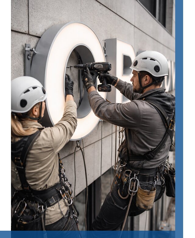 Монтаж световых букв в Назарове от 3083 р. под ключ ВЫСОТНИК-Нрв