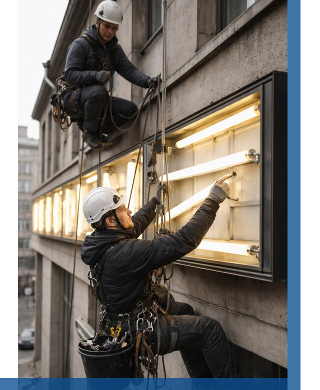 Замена ламп в вывеске в Назарове под ключ от 3597 р. | ВЫСОТНИК-Нрв