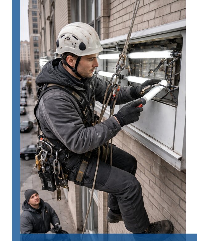 Профессиональная замена ламп в наружной вывеске в Назарове