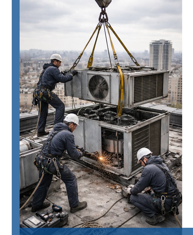 Демонтаж крышной установки в Назарове любой сложности