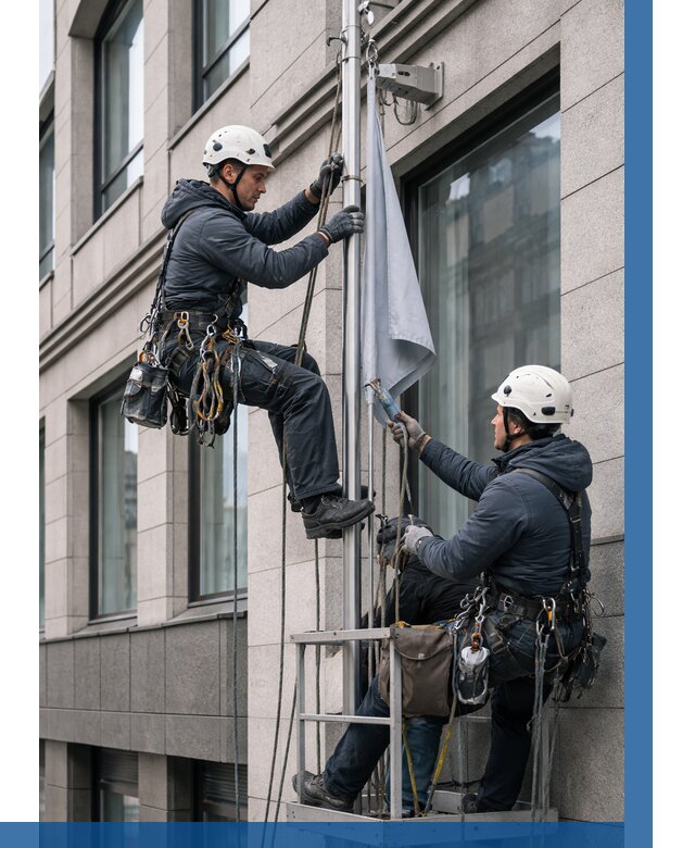 Установка флагов на фасаде в Назарове от 4625 р. | ВЫСОТНИК-Нрв