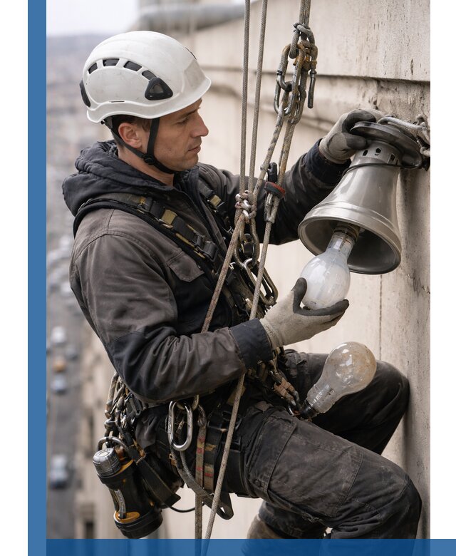 Замена ламп на высоте в Назарове профессионально и быстро