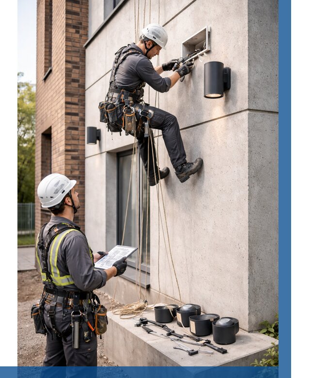 Монтаж фасадного освещения в Назарове от 2570 р. | ВЫСОТНИК-Нрв