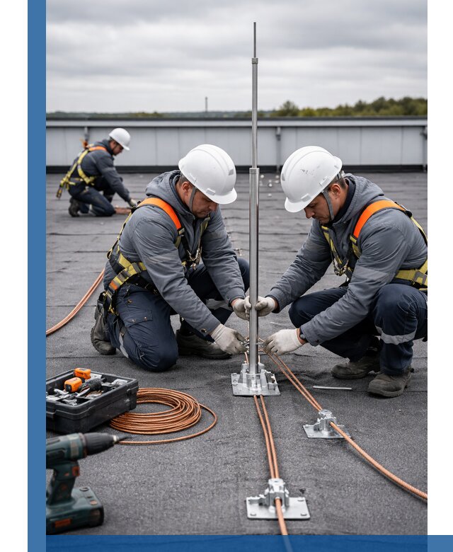 Монтаж молниезащиты на кровле в Назарове под ключ с гарантией