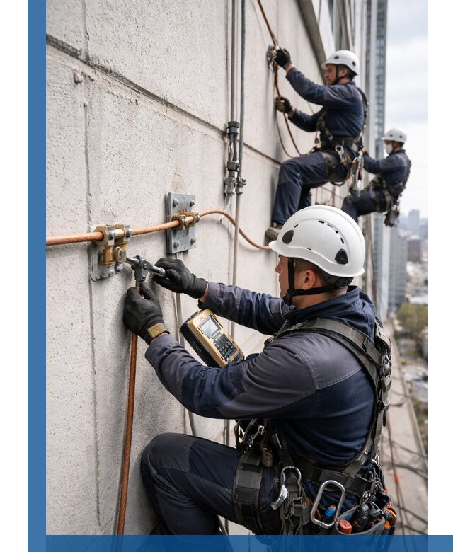 Монтаж системы заземления здания и молниезащиты в Назарове