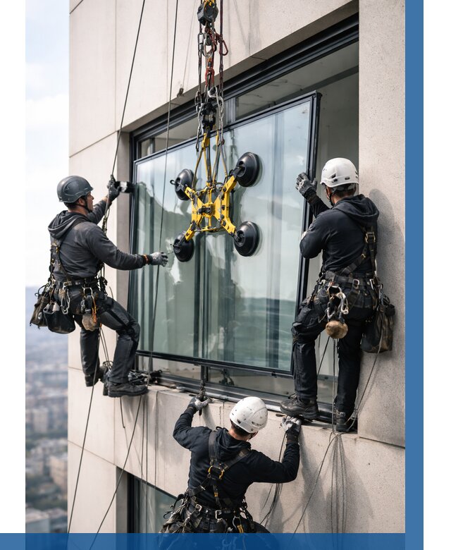 Монтаж стеклопакетов на высоте в Назарове от 3289 р. | ВЫСОТНИК-Нрв