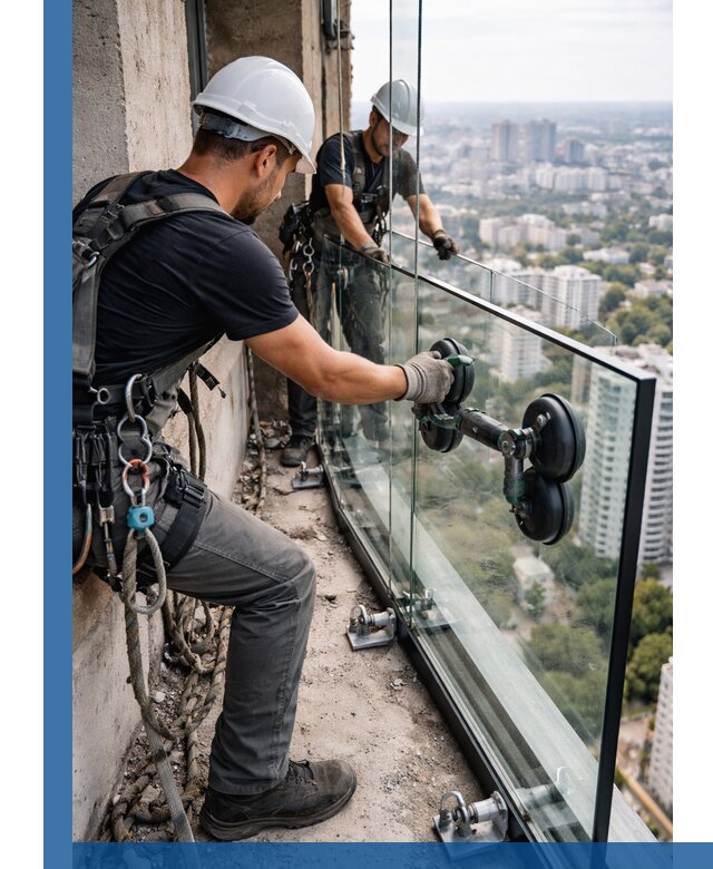 Монтаж стеклянных ограждений под ключ с гарантией в Назарове
