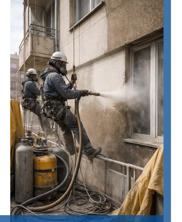 Пескоструйная очистка фасада в Назарове от 668 р. | ВЫСОТНИК-Нрв